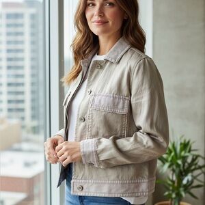 Anthropologie Light Gray Utility Jacket